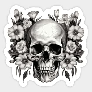 Skull with flowers Sticker